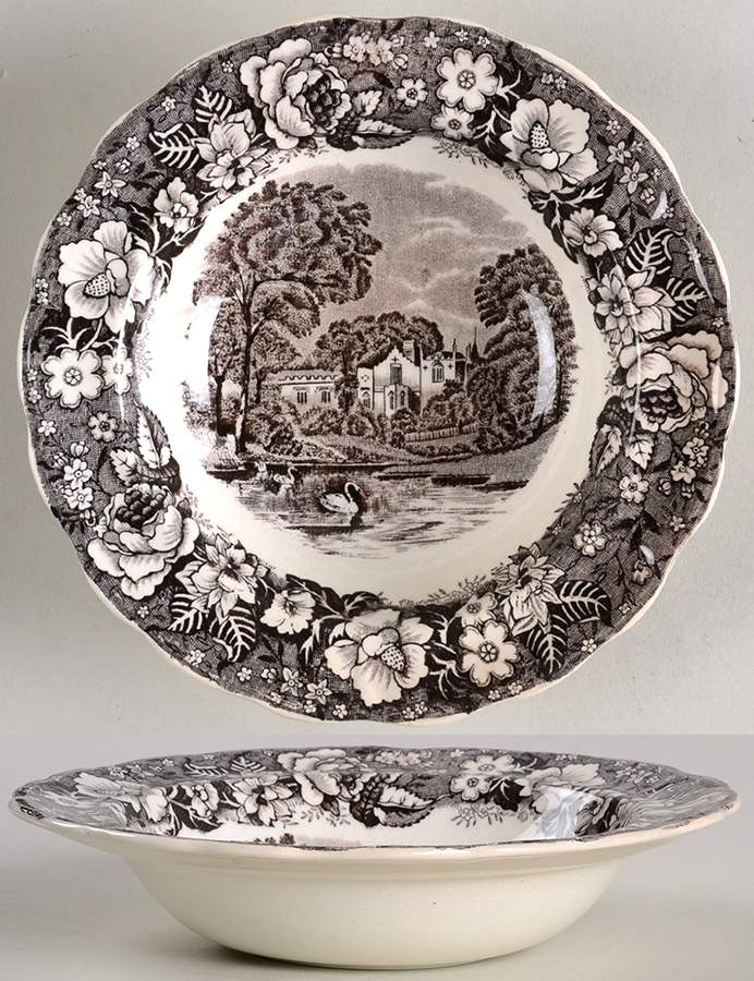 Thames River Scenes Black Rim Fruit/Dessert (Sauce) Bowl by Palissy-1