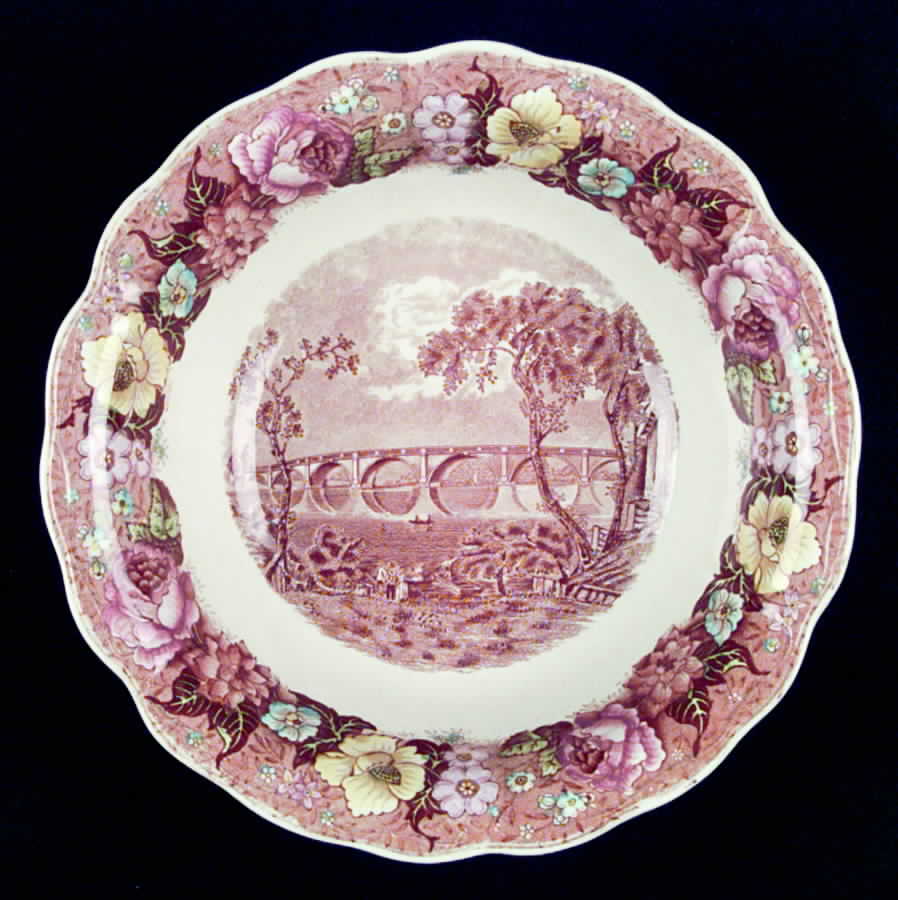 Thames River Scenes Brn Multicolor 9" Round Vegetable Bowl by Palissy-1