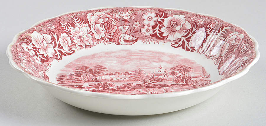 Thames River Scenes Pink Coupe Soup Bowl by Palissy-1