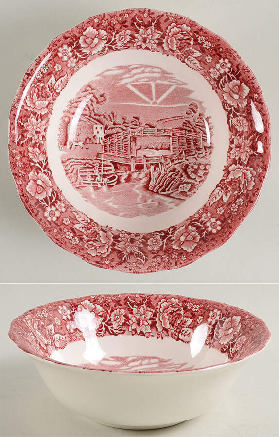 Thames River Scenes Pink Coupe Cereal Bowl by Palissy-1