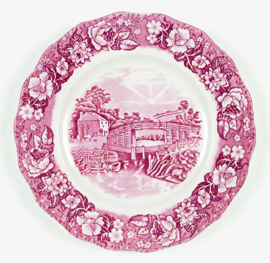 Thames River Scenes Pink Salad Plate by Palissy-1