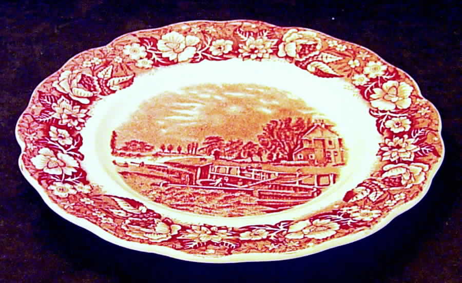 Thames River Scenes Pink Dessert/Pie Plate by Palissy-1