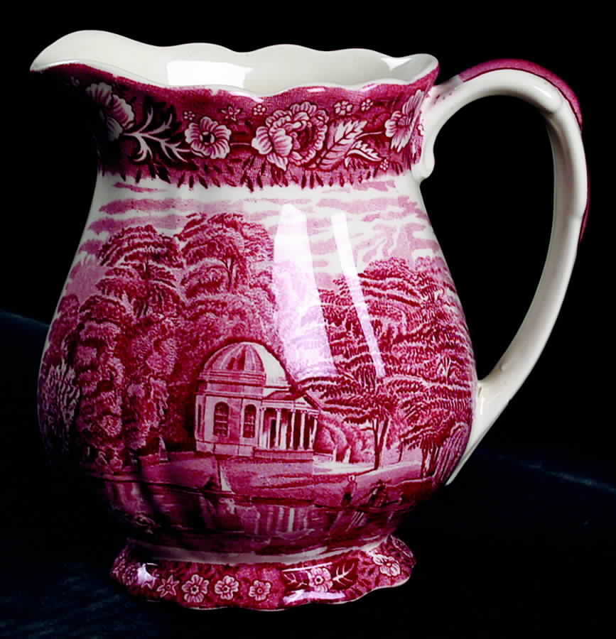 Thames River Scenes Pink 16 Oz Pitcher by Palissy-1