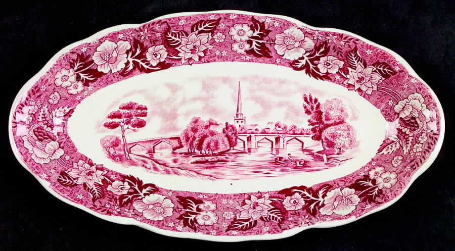 Thames River Scenes Pink Relish by Palissy-1