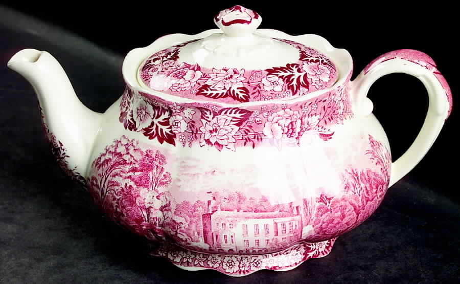 Thames River Scenes Pink Teapot & Lid by Palissy-1