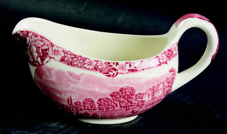 Thames River Scenes Pink Individual Gravy Boat by Palissy-1