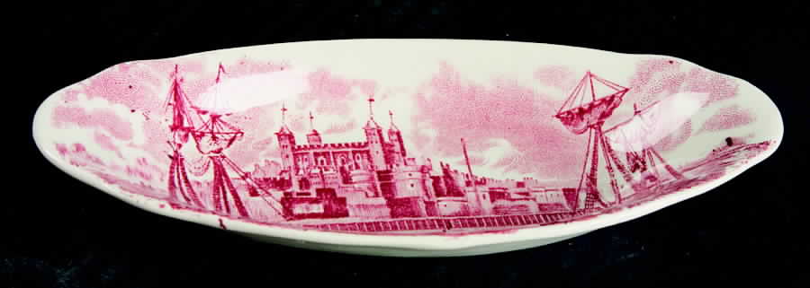 Thames River Scenes Pink Tray for Salt and Pepper Set by Palissy-1