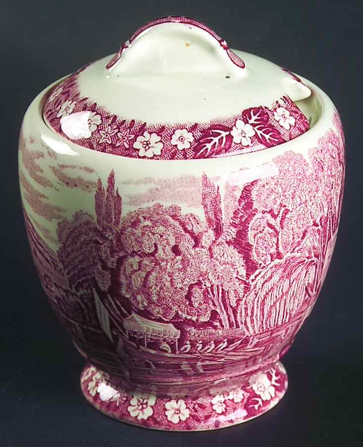 Thames River Scenes Pink Jam/Jelly & Lid by Palissy-1
