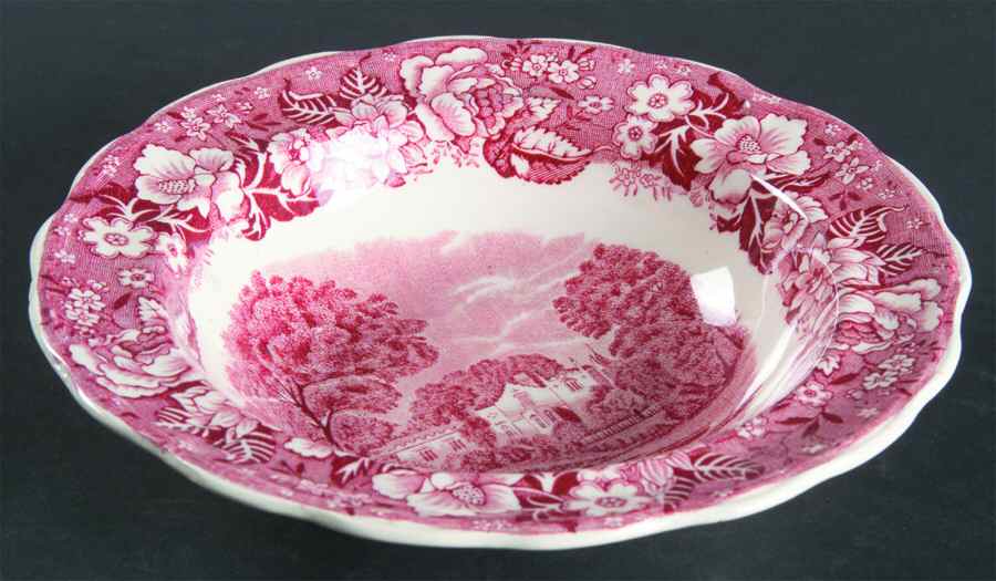 Thames River Scenes Pink Rim Cereal Bowl by Palissy-1