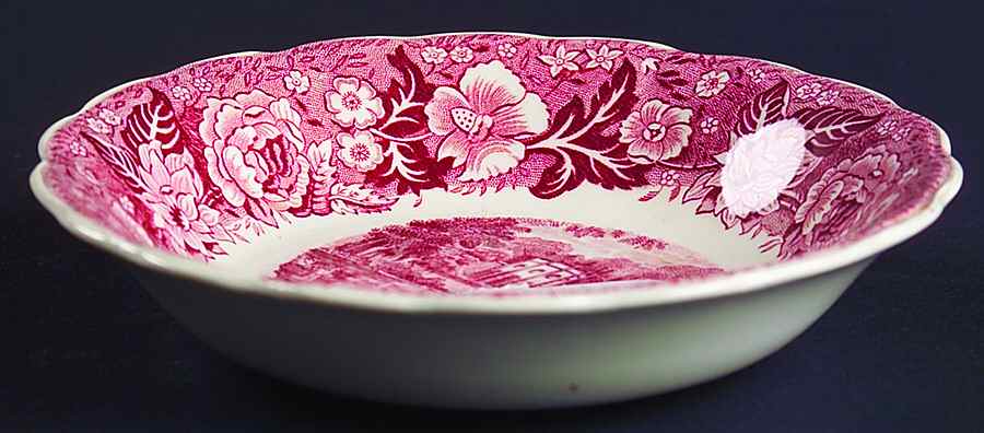 Thames River Scenes Pink Fruit/Dessert (Sauce) Bowl by Palissy-1