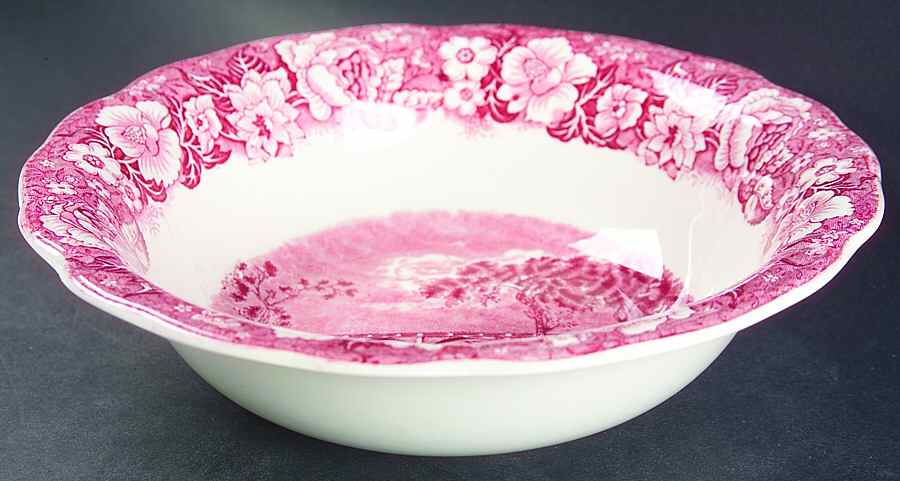 Thames River Scenes Pink 9" Round Vegetable Bowl by Palissy-1