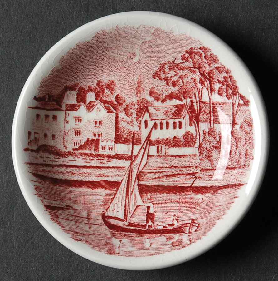 Thames River Scenes Pink Butter Pat by Palissy-1