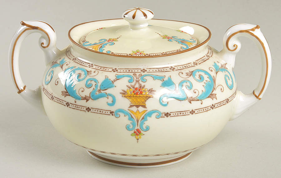 Adam (Aqua Scrolls) Sugar Bowl & Lid by Paragon-1