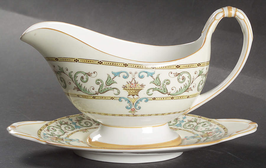 Adam (Aqua Scrolls) Gravy Boat & Underplate by Paragon-1
