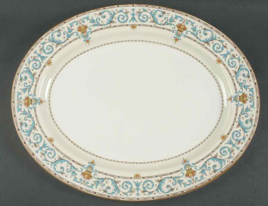 Adam (Aqua Scrolls) 16" Oval Serving Platter by Paragon-1