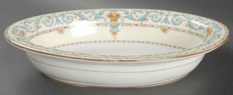 Adam (Aqua Scrolls) 10" Oval Vegetable Bowl by Paragon-1