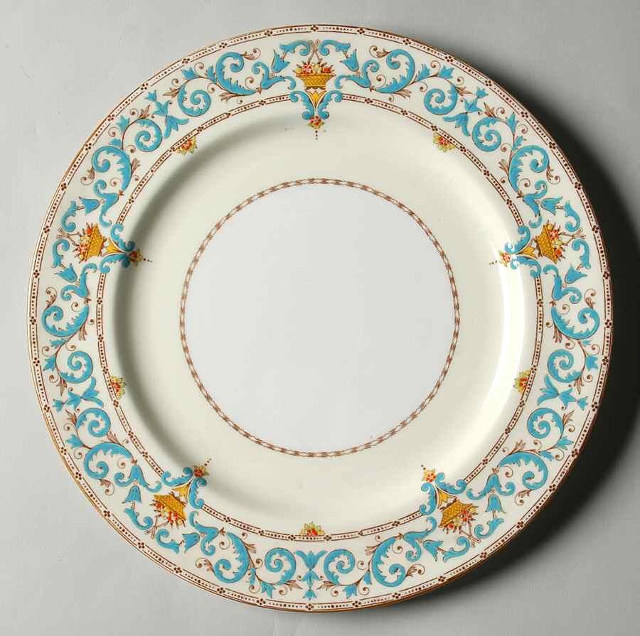 Adam (Aqua Scrolls) Large Dinner Plate by Paragon-1