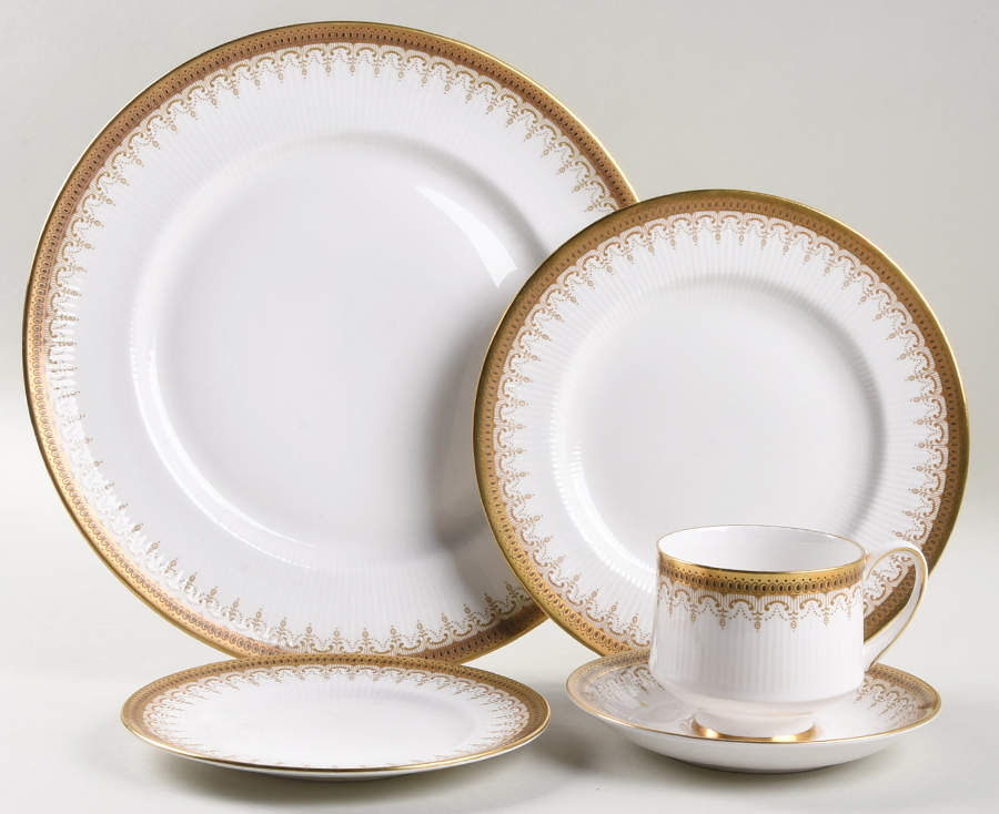 Athena (Gold Border with Black Dots) 40 Piece Estate Set by Paragon-1