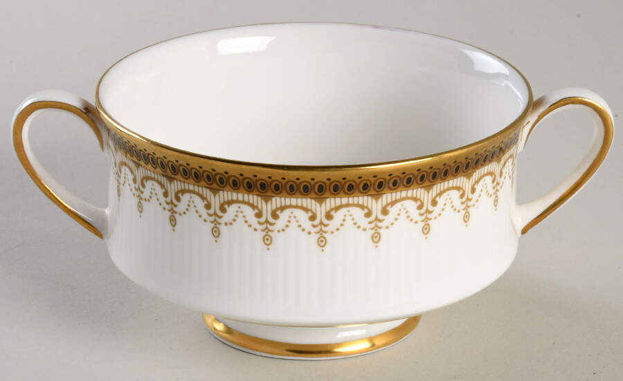 Athena (Gold Border with Black Dots) Footed Cream Soup Bowl by Paragon-1