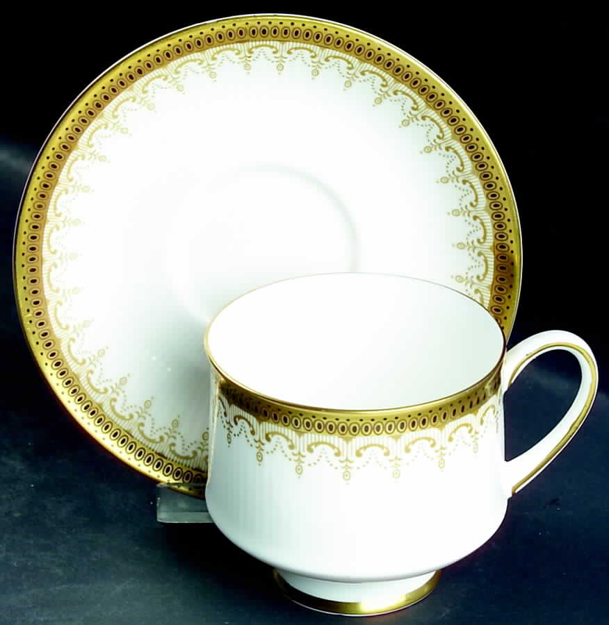 Athena (Gold Border with Black Dots) Footed Cup & Saucer Set by Paragon-1