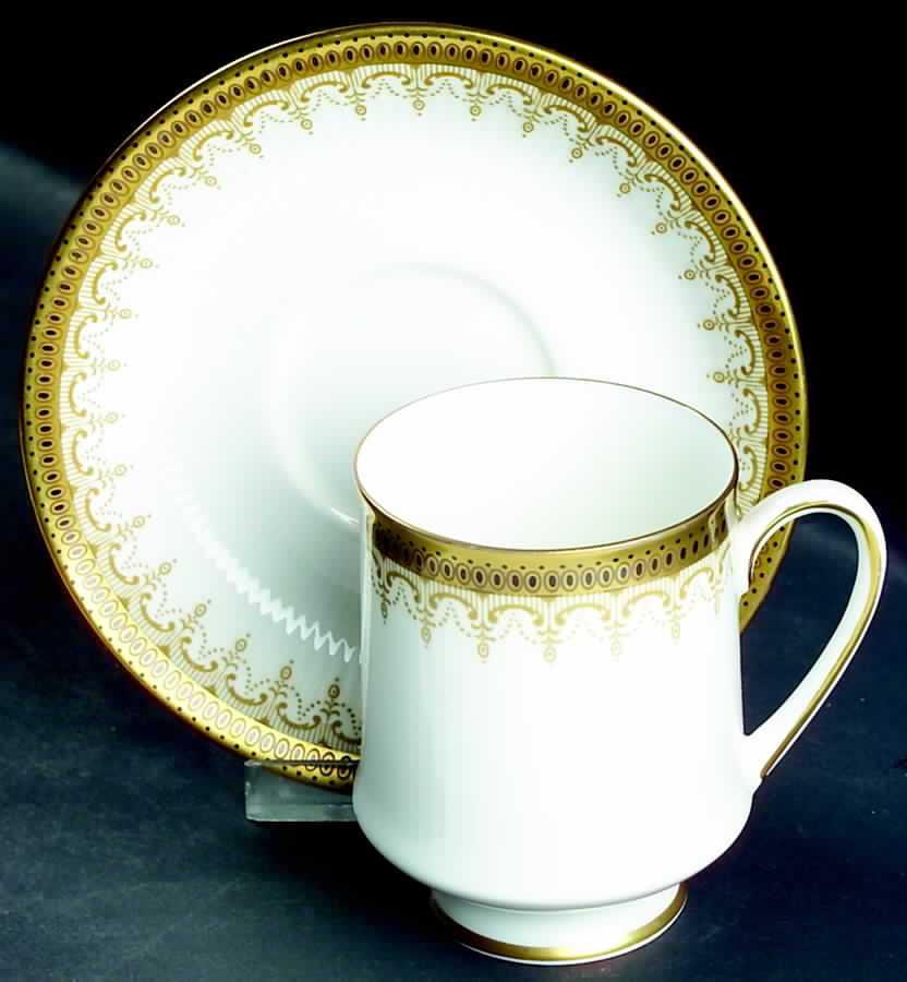 Athena (Gold Border with Black Dots) Footed Cup & Saucer Set by Paragon-1