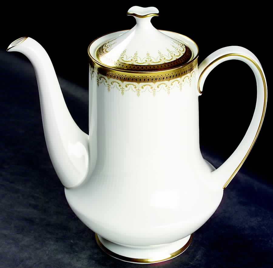 Athena (Gold Border with Black Dots) Coffee Pot & Lid by Paragon-1
