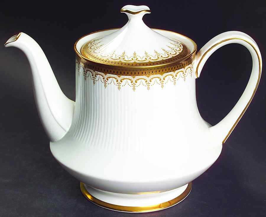 Athena (Gold Border with Black Dots) Teapot & Lid by Paragon-1