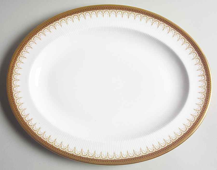 Athena (Gold Border with Black Dots) 13" Oval Serving Platter by Paragon-1