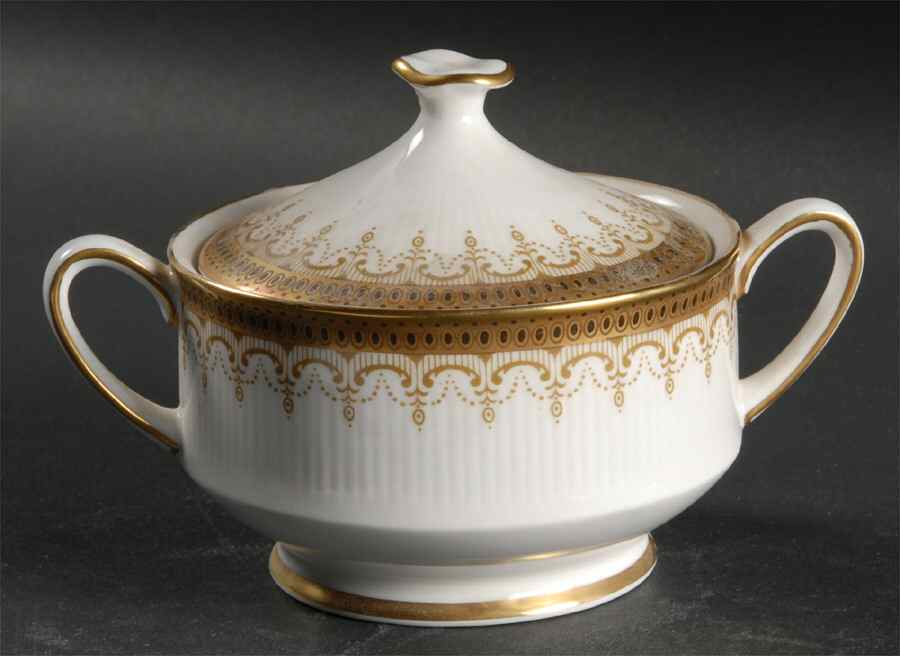 Athena (Gold Border with Black Dots) Sugar Bowl & Lid by Paragon-1