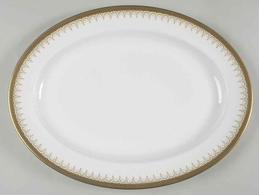 Athena (Gold Border with Black Dots) 16" Oval Serving Platter by Paragon-1