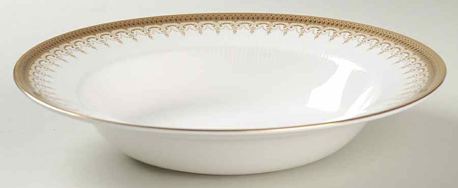Athena (Gold Border with Black Dots) Large Rim Soup Bowl by Paragon-1