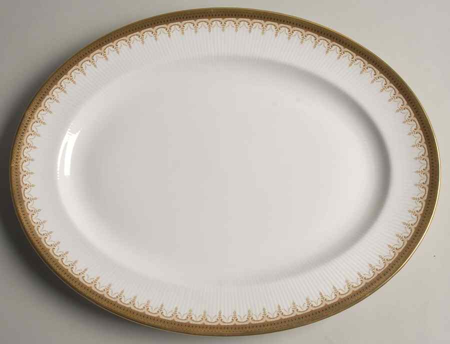 Athena (Gold Border with Black Dots) 15" Oval Serving Platter by Paragon-1