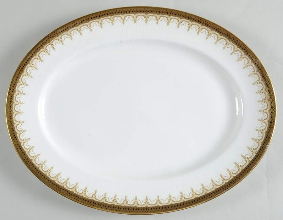 Athena (Gold Border with Black Dots) 13" Oval Serving Platter by Paragon-1