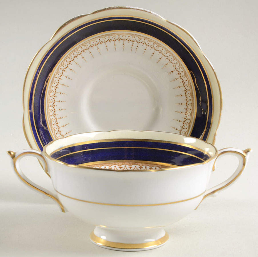 Athene Cobalt Blue Footed Cream Soup Bowl & Saucer Set by Paragon-1