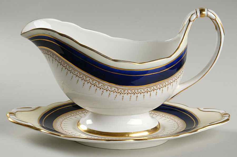 Athene Cobalt Blue Gravy Boat & Underplate by Paragon-1