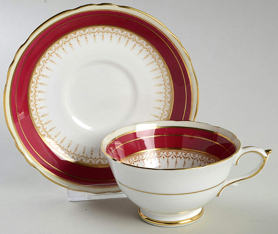 Athene Maroon Footed Cup & Saucer Set by Paragon-1
