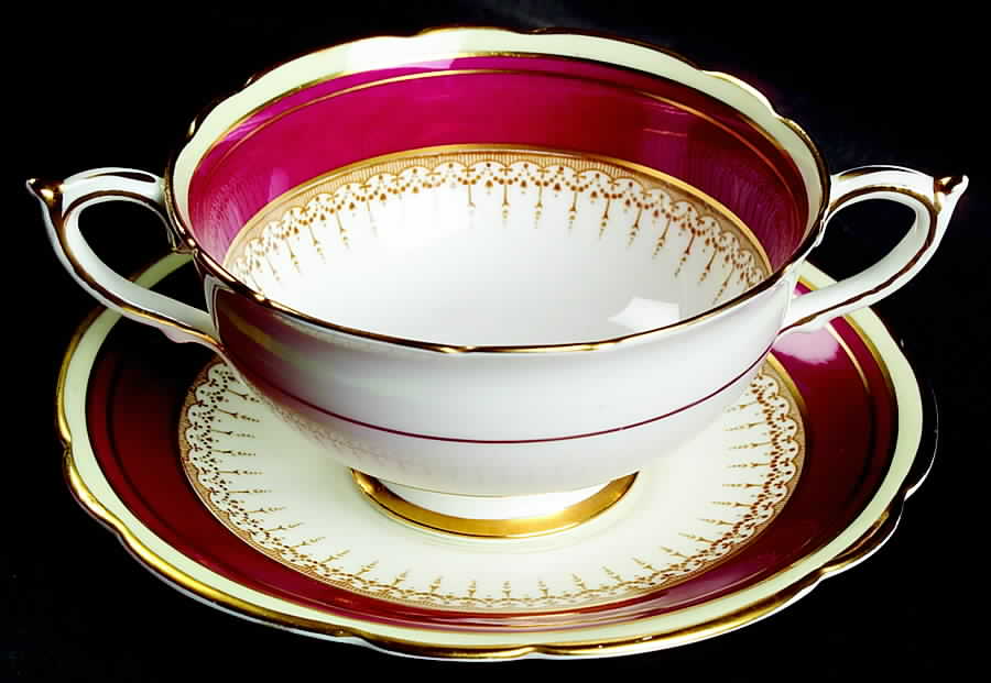 Athene Maroon Footed Cream Soup Bowl & Saucer Set by Paragon-1