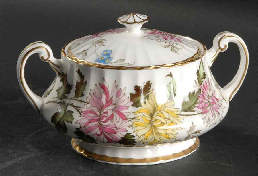 Autumn Glory (Pink & Yellow Flowers) Sugar Bowl & Lid by Paragon-1
