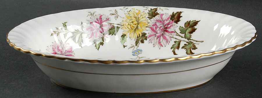 Autumn Glory (Pink & Yellow Flowers) 10" Oval Vegetable Bowl by Paragon-1