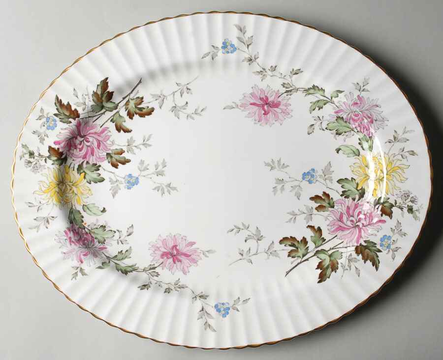 Autumn Glory (Pink & Yellow Flowers) 16" Oval Serving Platter by Paragon-1