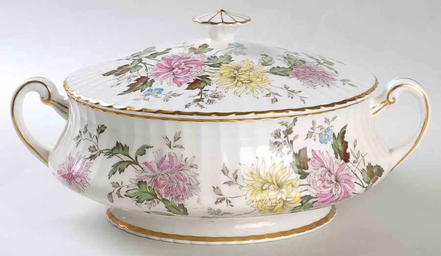 Autumn Glory (Pink & Yellow Flowers) Round Covered Vegetable by Paragon-1