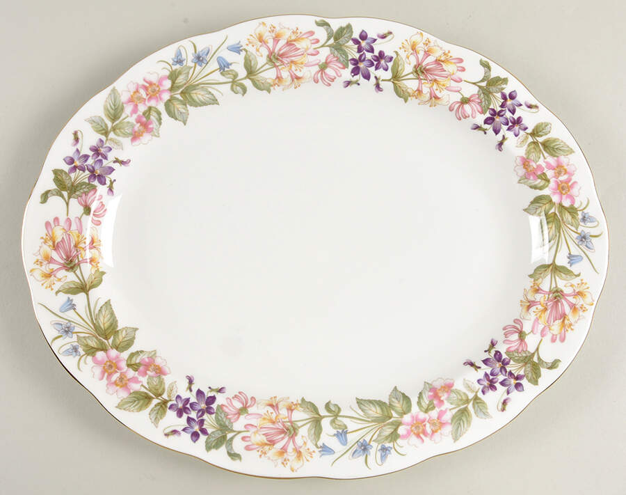 Country Lane (Scalloped Flat Rim) 13" Oval Serving Platter by Paragon-1