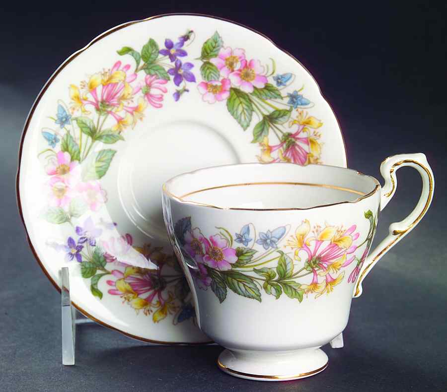 Country Lane (Scalloped Flat Rim) Footed Demitasse Cup & Saucer Set by Paragon-1