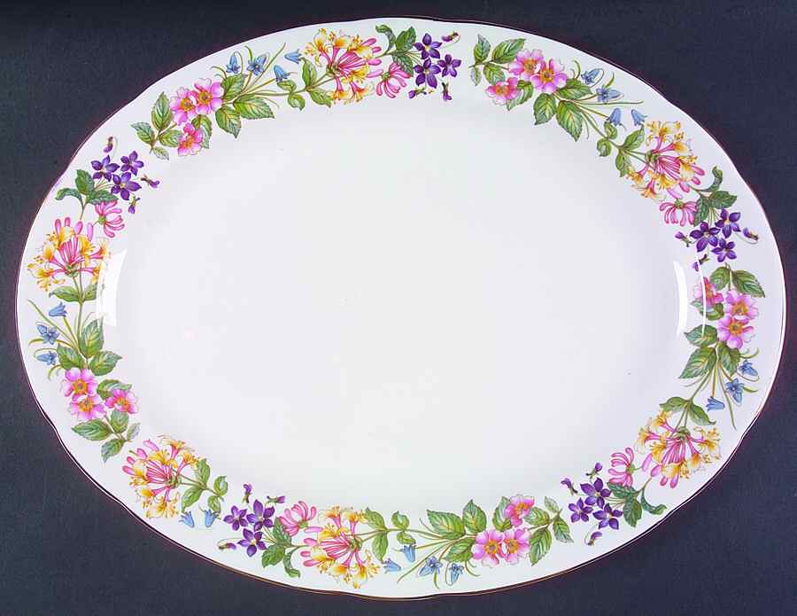 Country Lane (Scalloped Flat Rim) 16" Oval Serving Platter by Paragon-1