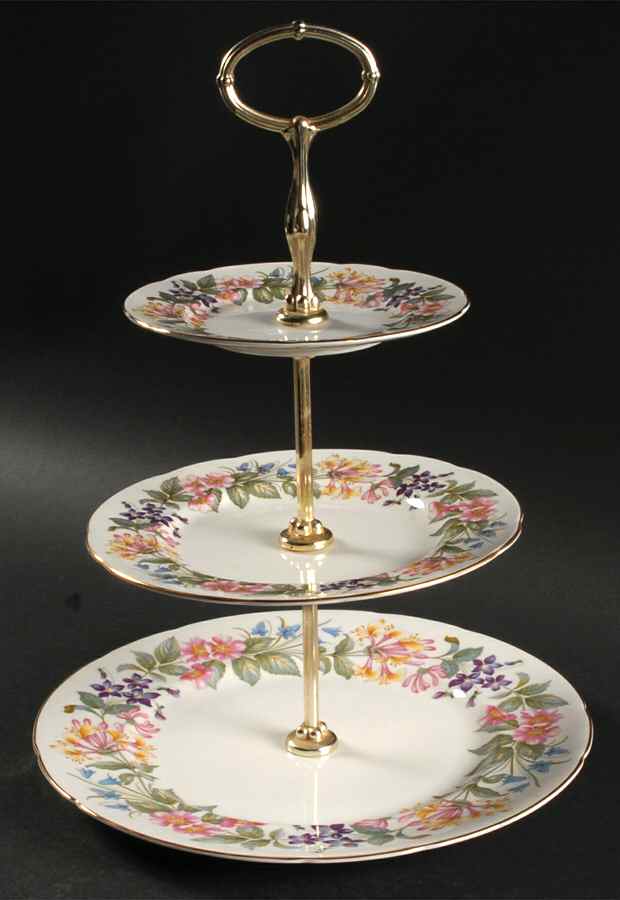 Country Lane (Scalloped Flat Rim) 3-Tiered Serving Tray (DP, SP, BB) by Paragon-1