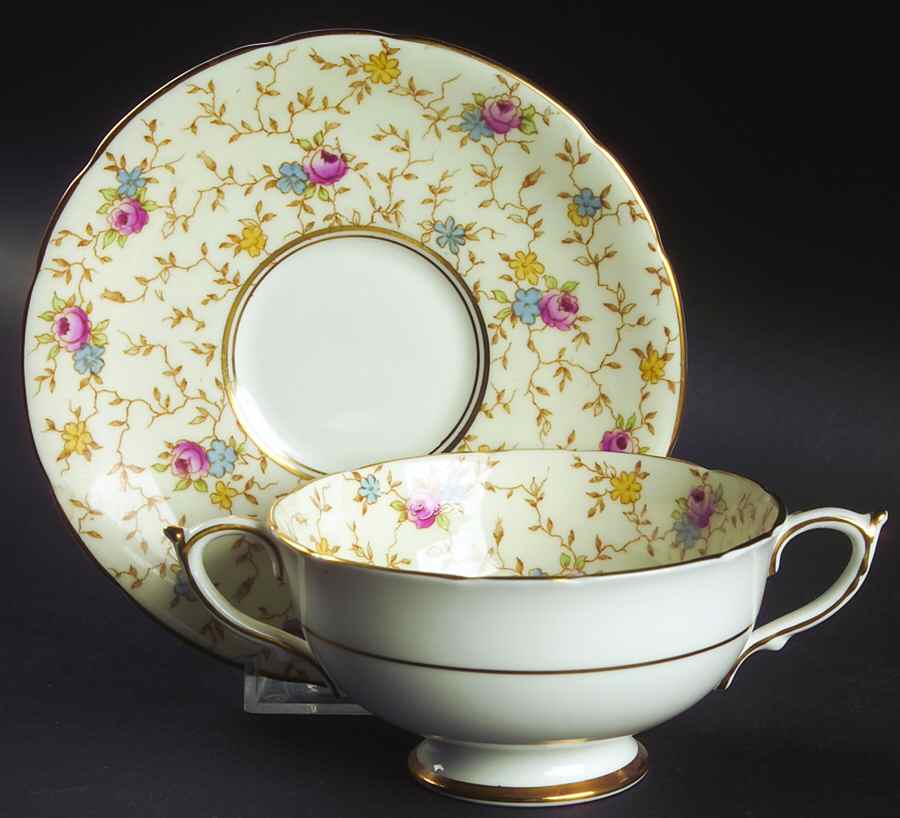 Comtesse Footed Cream Soup Bowl & Saucer Set by Paragon-1