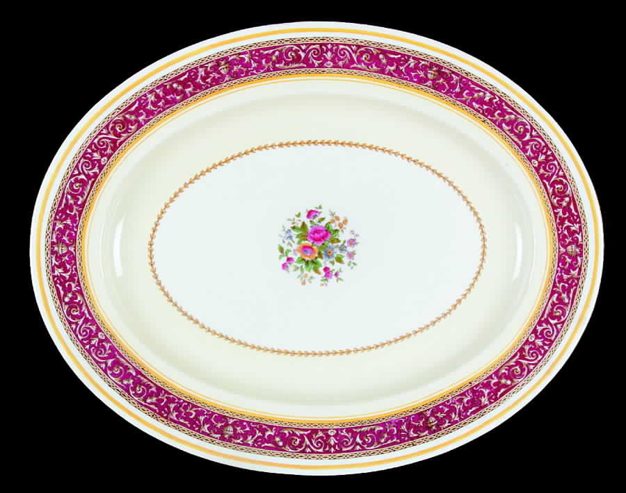 Corinthian Maroon (Gold Trim) 18" Oval Serving Platter by Paragon-1