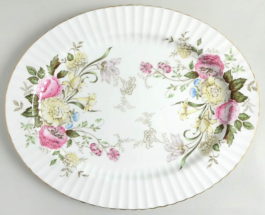Dubarry (Fluted, Flowers on Side) 16" Oval Serving Platter by Paragon-1