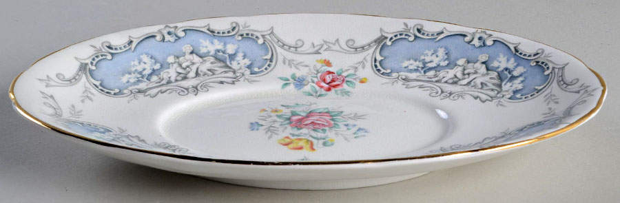 Dubarry (Scalloped, Blue Panels, Pink Roses) Underplate for Gravy Boat by Paragon-1