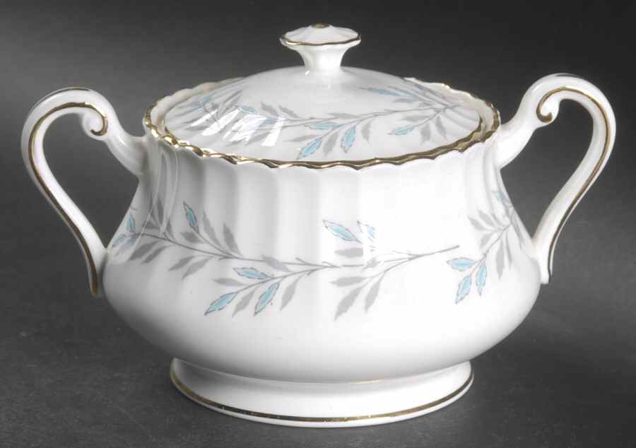 Elgin Blue (Aqua & Gray) Sugar Bowl & Lid by Paragon-1